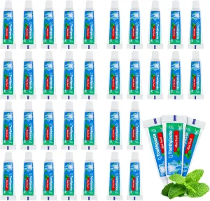 0.176 oz Bulk Travel Size Toothpaste,50 Tubes 5 Grams Extra Small Toothpaste Travel Size Bulk Mint Flavor Mini Disposable Toothpaste for Hotel,Guests,Homeless,School(Too Small,Only be Single Use)