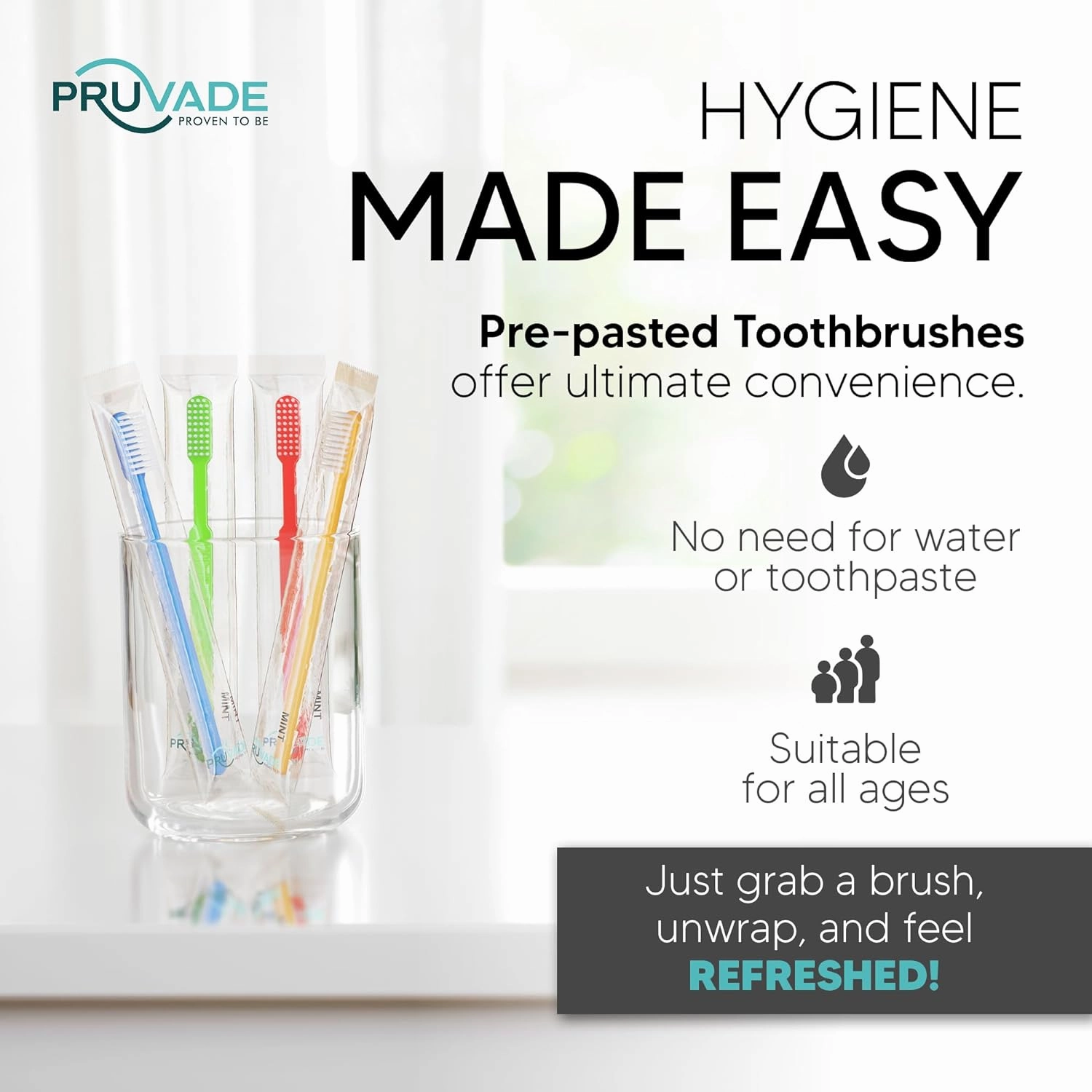 100 Pack Disposable Toothbrushes with Toothpaste Built In | Mint Prepasted Toothbrushes Individually Wrapped - Blue Single Use Waterless Toothbrush with Soft Bristles for Work, Camping, Travel