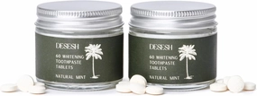 120 Whitening Toothpaste Tablets, 2 60-Count Glass Jar Value Bundle, US-Made, Natural Mint Flavor, Fluoride Free with Hydroxyapatite, TSA Compliant, Foam Instead of Fizz