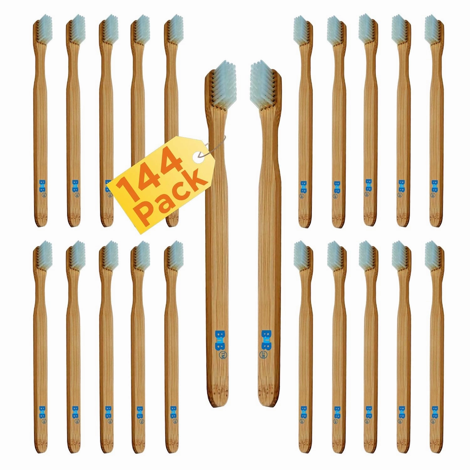 144 Prepasted Bamboo Toothbrushes,Individually Packed All Biodegradable Vegan Eco Friendly Soft Bristles Refreshing Mint Flavors,Great in Home and Fits Compact for Travel ! No Water Needed
