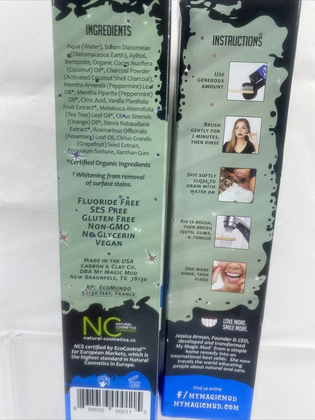 (2) My Magic Mud Activated Peppermint Charcoal Fluoride-Free Whitenin Toothpaste
