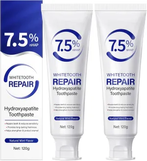 2 Pack Hydroxyapatite Toothpastes for Enamel Protection and Tooth Strengthening, Fluoride-Free Cooling Mint, Promotes Fresh Breath, Daily Use for Oral Health