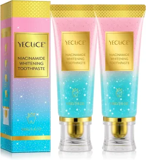 2 Pack Niacinamide Whitening Toothpaste for Radiant Smile – Gentle Stain Removal, Fresh Breath, Deep Cleaning & Gum Protection – Niacinamide Toothpaste for Daily Use – Lasting Mint Flavor – 3.5oz Tube