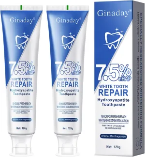 2 Pcs 7.5% Hydroxyapatite Toothpaste, Hidroxiapatita Toothpaste for Advanced Enamel Protection Gentle and Effective Formula Fresh Breath.