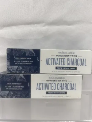 (2) Schmidt's Activated Charcoal Toothpaste 4.7oz Wondermint Whiten