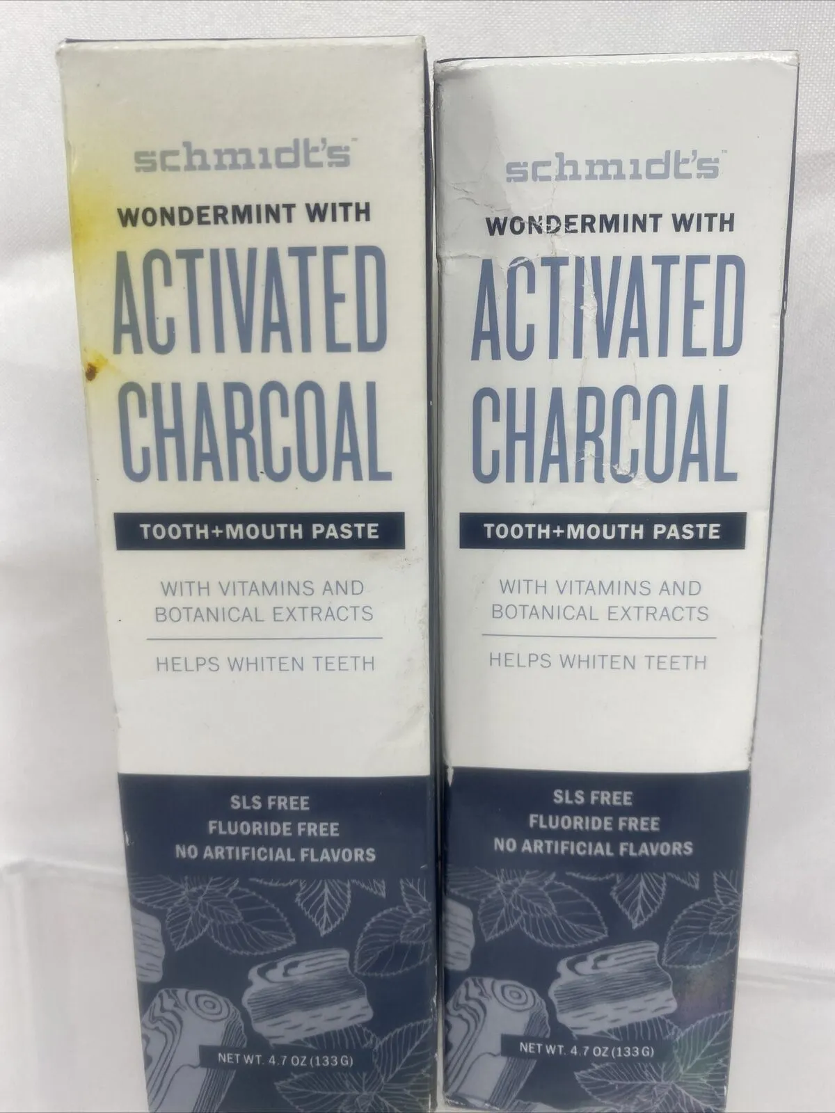 (2) Schmidt's Activated Charcoal Toothpaste 4.7oz Wondermint Whiten