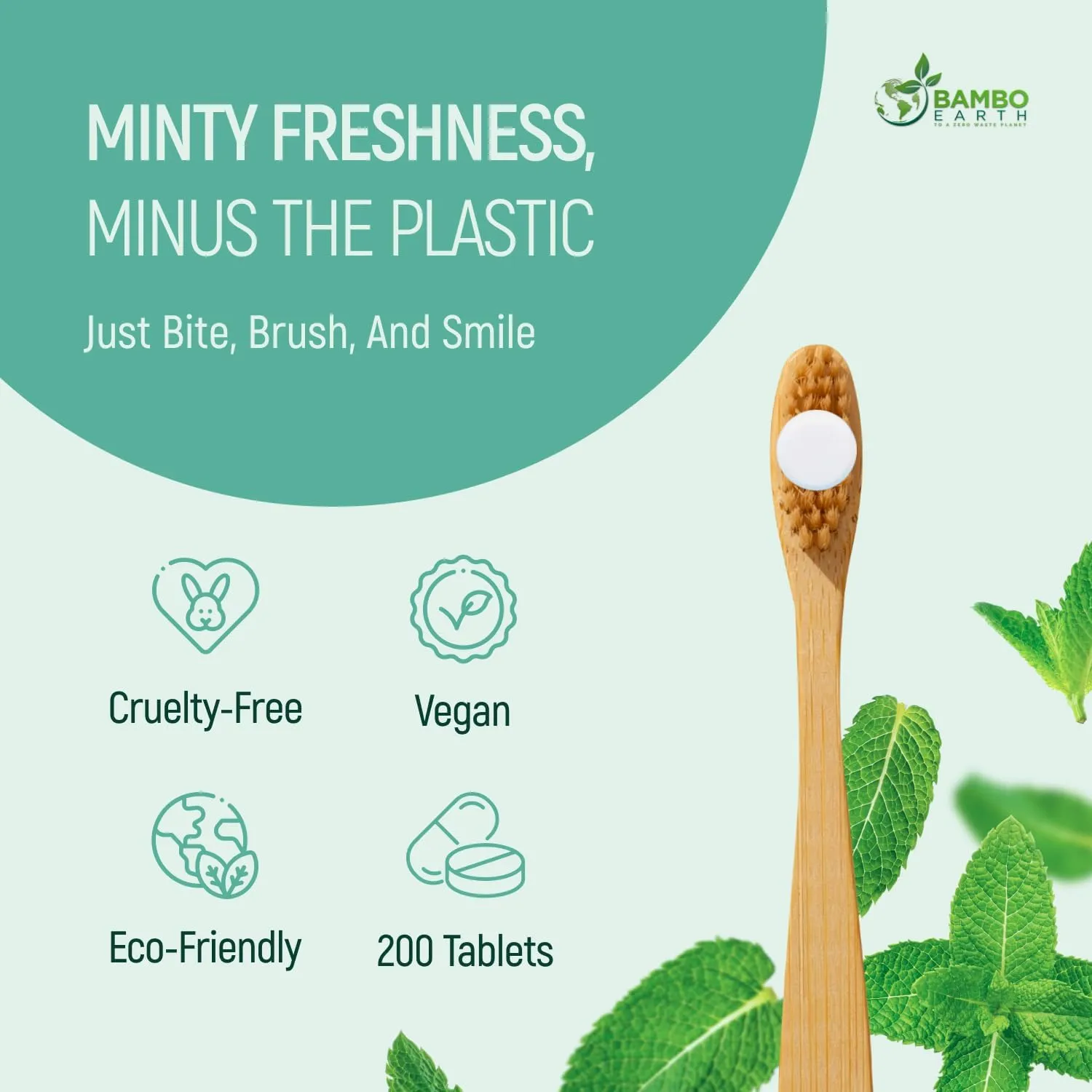 200 Pack Natural Toothpaste Tablet Bits - Chewable Mouthwash Whitening Burts Bees Bite Tablets For Teeth SLS & Fluoride Free Eco & Travel Friendly With Zero Waste Packaging (200 Tabs, Charcoal & Mint)