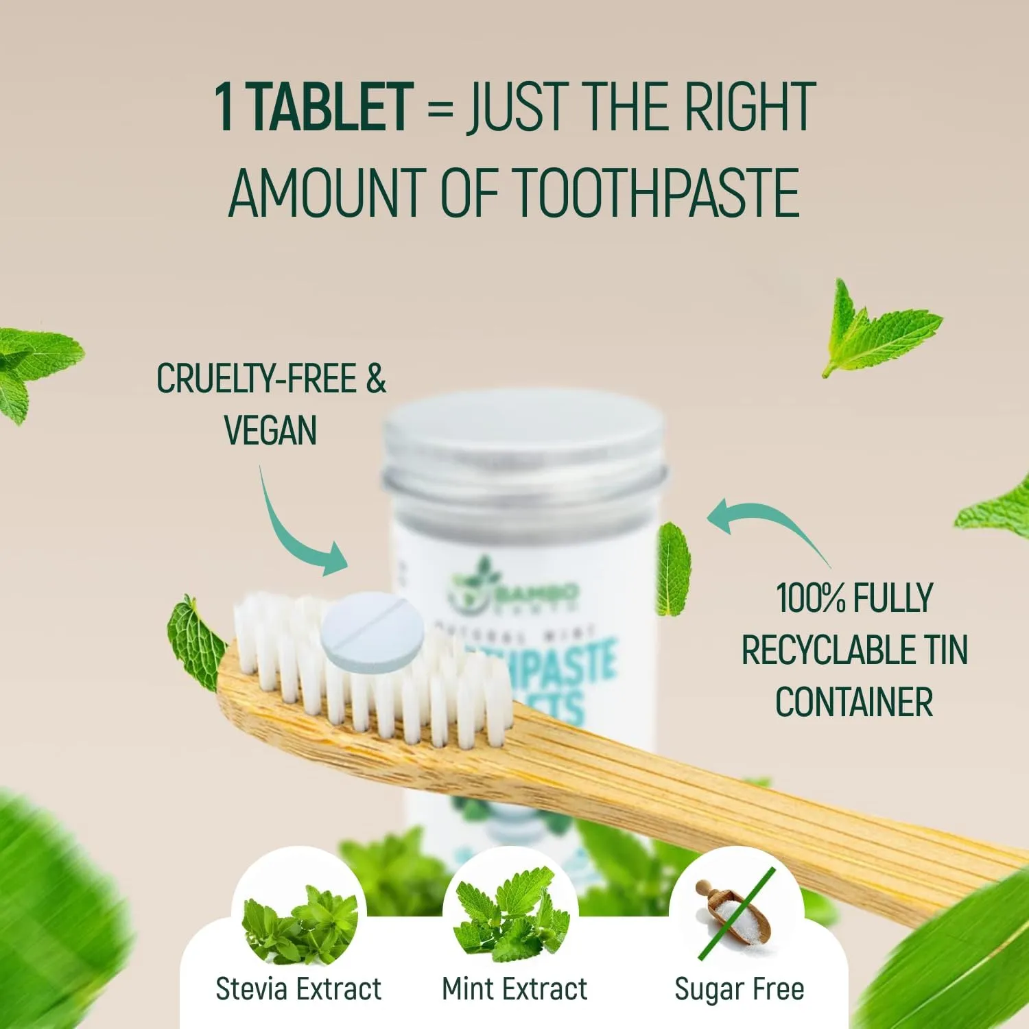 200 Pack Natural Toothpaste Tablet Bits - Chewable Mouthwash Whitening Burts Bees Bite Tablets For Teeth SLS & Fluoride Free Eco & Travel Friendly With Zero Waste Packaging (200 Tabs, Charcoal & Mint)