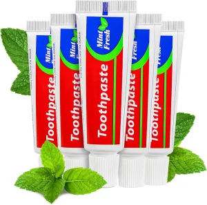 200 Tubes Travel Size Toothpast Bulk,0.88 oz/25 Grams Mint Small Disposable Toothpaste 1.3x3.9 inches Fresh Scent Bulk Toothpaste Travel Size for Hotel,Camping,Homeless,Charity,Guests