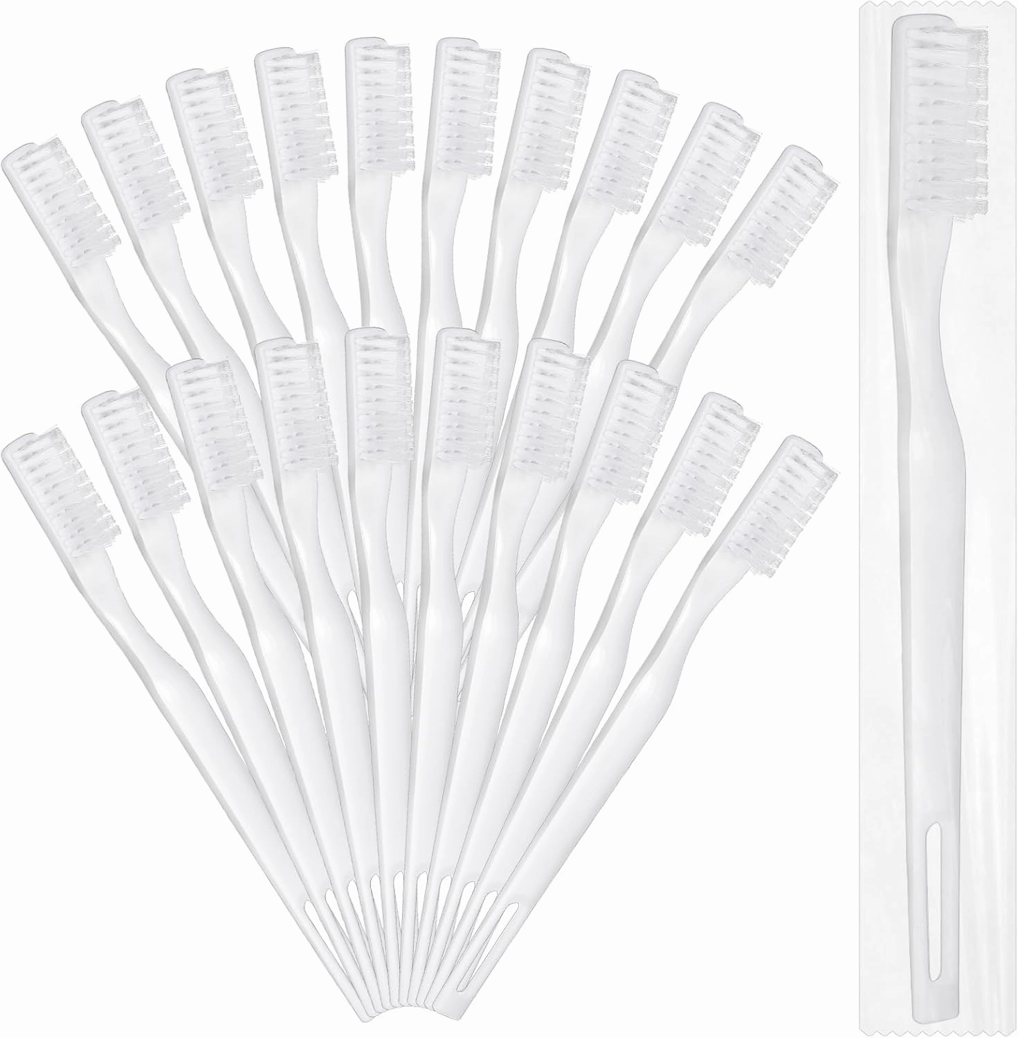 200 Pcs Individually Wrapped Disposable Toothbrushes Manual Tooth Brush Travel Toothbrush Set Soft Bristle Bulk Toothbrush for Adults Oral Hygiene Dental Care Camping Guestroom Hotel (White)