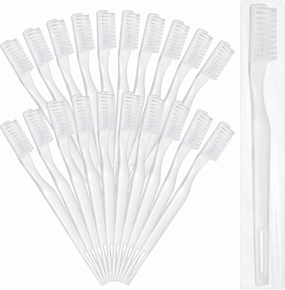 200 Pcs Individually Wrapped Disposable Toothbrushes Manual Tooth Brush Travel Toothbrush Set Soft Bristle Bulk Toothbrush for Adults Oral Hygiene Dental Care Camping Guestroom Hotel (White)