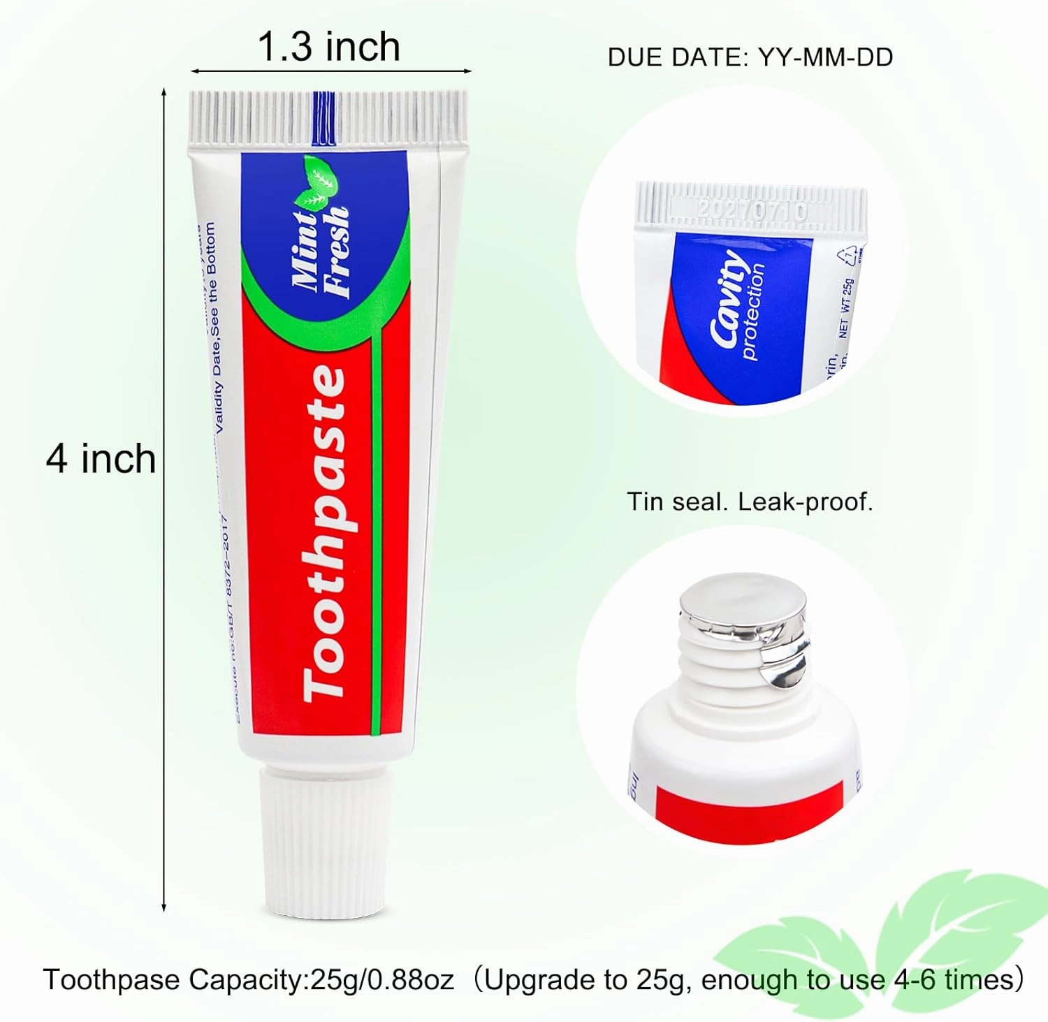 200pcs Travel Size Toothpaste Bulk, 0.88oz/25g Mint Mini Disposable Toothpaste for Hotel, Guests, Homeless, Charity