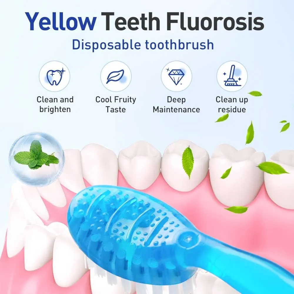 2025 New 5 in 1 Mini Toothbrush Set, 26pcs Mini Toothbrushes with Toothpaste, Portable Toothbrush with Floss, 5 in 1 Disposable Mini Toothbrushs for Travel Work and Gatherings Daily Use (Mint 1PC)