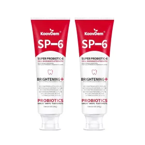 2025 New Sp-6 Probiotics Whitening Toothpaste-Fluoride-Free, Enhanced Formula with 6 Probiotics for Gum Care & Fresh Breath, Fresh Mint Flavor(2PC)（Red）