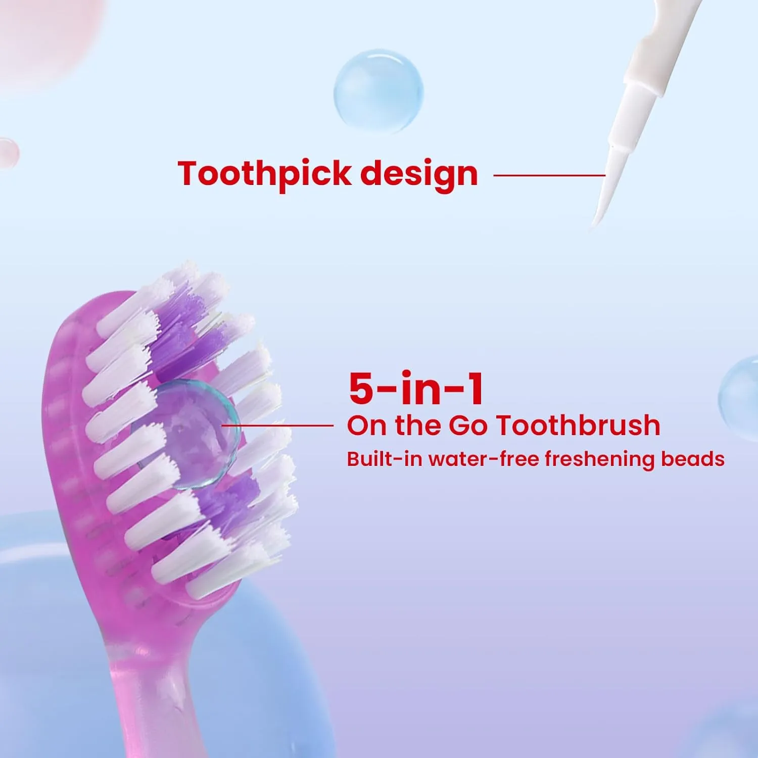 20Pack Mini Disposable Toothbrushes 5-in-1 Portable Pre-Pasted Travel Toothbrush with Toothpaste Tongue Scraper Floss Pick Individually Wrapped Small Prepasted Travel Toothbrush for Kids Adult