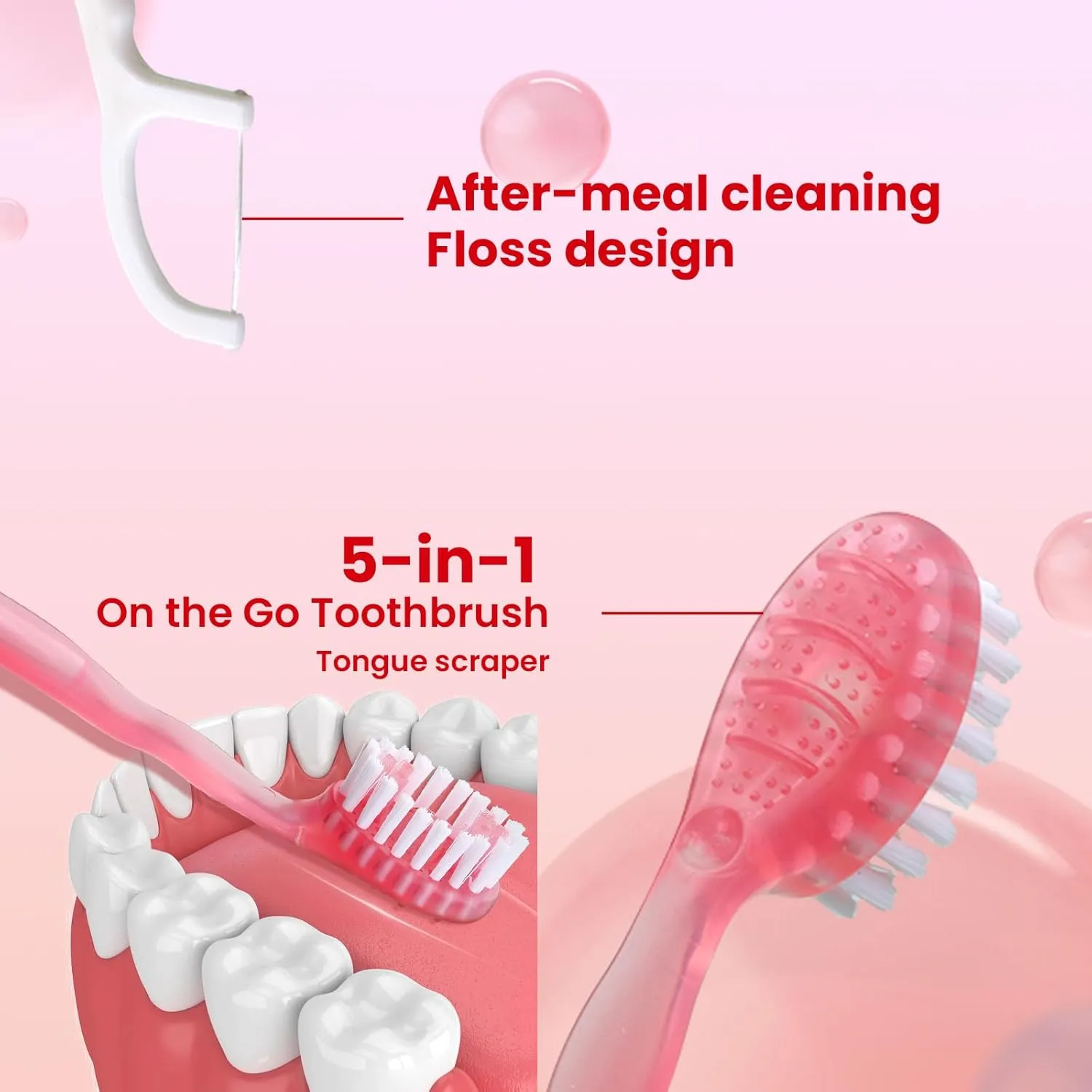 20Pack Mini Disposable Toothbrushes 5-in-1 Portable Pre-Pasted Travel Toothbrush with Toothpaste Tongue Scraper Floss Pick Individually Wrapped Small Prepasted Travel Toothbrush for Kids Adult