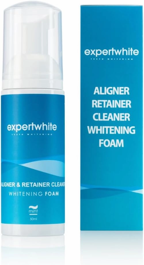 2-in-1 Aligner Retainer Cleaner & Teeth Whitening Foam Cleaning Brite Foam for Teeth Invisalign, Clear Correct, Essix, Smile Direct Club, Hawley, Candid, Byte, Dentures, Night Guards Mouth Trays