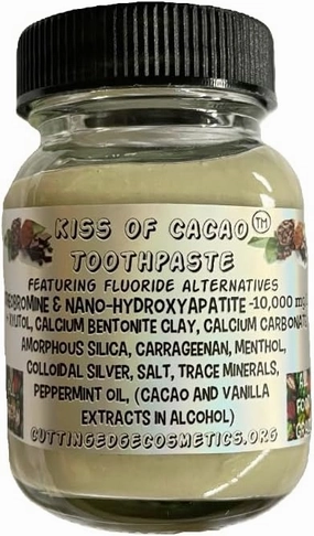 2 oz Glass jar Kiss Of Cacao Theobromine and nanohydroxyapatite Toothpaste- mild Mint- Recent Discoveries Make These Fluoride alternatives The Most Innovative Natural Options for Enamel Support
