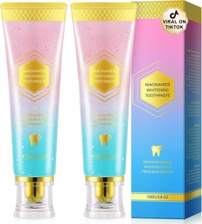 2Pack Niacinamide Whitening Toothpaste, Niacinamide Intensive Toothpaste, Fresh Breath, Remove Tooth Stains, 7.6 Oz
