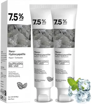 2PCS Hydroxyapatite Toothpaste, Deep Cleansing Toothpaste, Advanced Enamel Protection, Gentle and Effective Formula, Fresh Mint Flavor, for Sensitive Teeth (120g)