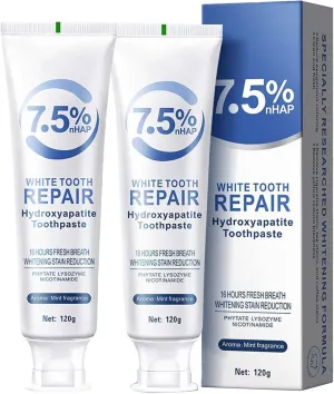 2Pcs Hydroxyapatite Toothpastes for Enamel Protection and Tooth Strengthening, Fluoride-Free Formula for Sensitive Teeth, Gentle Mint,Fresh Breath，with a Toothpaste Dispenser(120g/4.23oz)