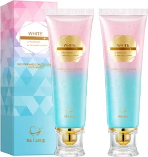 2Pcs Niacinamide Intensive Whitening Toothpaste,Radiant Whitening Toothpaste with Natural Gentle Care Deep Stain Removal Clean,Improves Gum Health,Fresh Breath