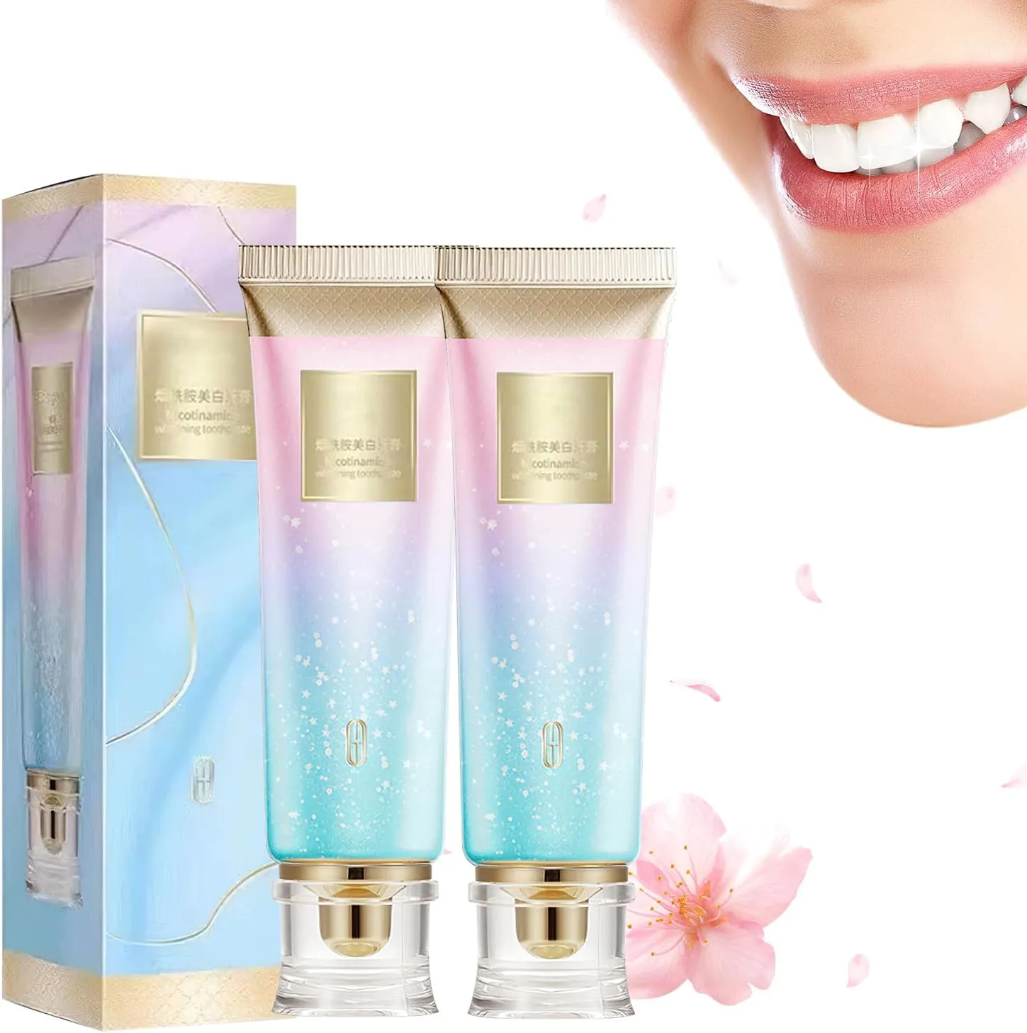 2Pcs Niacinamide Whitening Toothpaste, Nicotinamide Dazzle White Toothpaste, Fresh Breath Niacinamide Whitening Toothpaste,Remove Tooth Stains