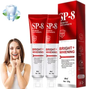 2PCS SP-8 Toothpaste, SP-8 Probiotic Whitening Toothpaste, for Fresh Breath, Protects Teeth & Oral Health, Rich Foam & Easy Rinse, Deep Cleaning Care