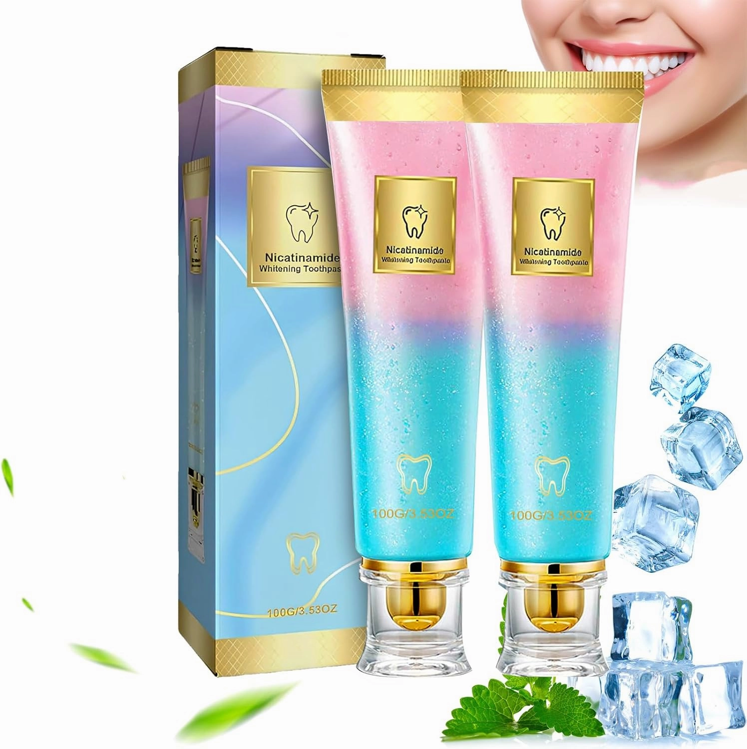 2Pcs Niacinamide Whitening Toothpaste, Niacinamide Toothpaste Intensive Whitens Teeth, Fresh Breath & Protects Tooth Enamel, Deep Cleaning Care for Sensitive Teeth