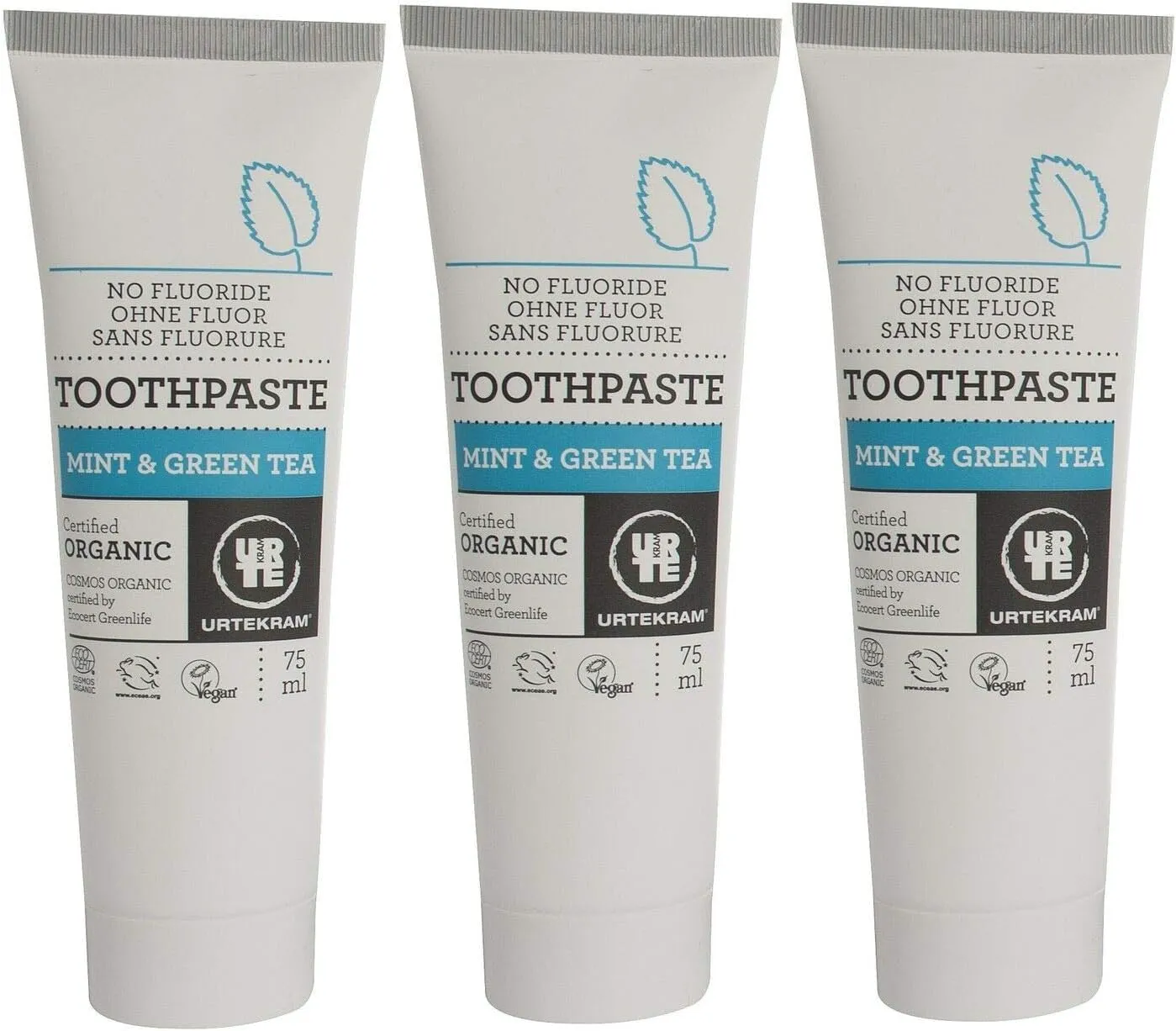 (3 PACK) - Urtekram - Mint with Green Tea Toothpaste | 75ml | 3 PACK BUNDLE