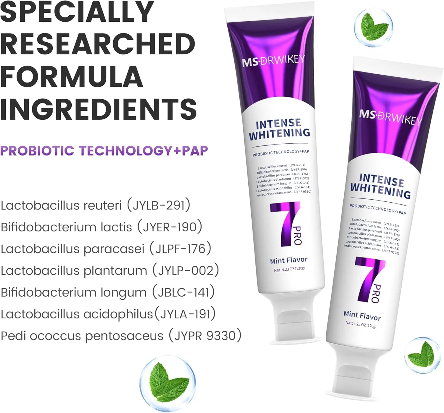 3-Pack Whitening Toothpaste: 7-Pro Whitening (2-Pack)   SP-6 Toothpaste with 6 Probiotics, Fluoride-Free Formula,Enamel Safe,Gum Health.