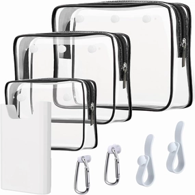3 Packs Clear Bogg Beach Tote Bag with 2 Pack Insert Hooks Accessories for Bogg Bags Travel Makeup Clean Toiletry Brush Organizer Cosmetic Divider Storage Inner Pouch