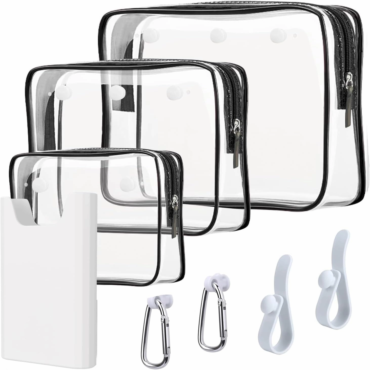 3 Packs Clear Bogg Beach Tote Bag with 2 Pack Insert Hooks Accessories for Bogg Bags Travel Makeup Clean Toiletry Brush Organizer Cosmetic Divider Storage Inner Pouch