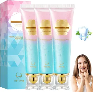 3PC Niacinamide Whitening Toothpaste,Radiant Whitening Toothpaste for Sensitive Teeth,Stain Remover for Coffee & Wine,Enamel Strengthening,Fresh Breath Deep Cleaning Care