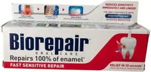 3pcs biorepair fast sensitive toothpaste 75ml protect & REPAIR from acid erosion and plaque safe for whole family by Biorepair