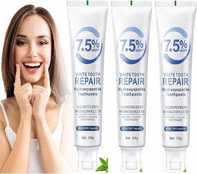 3Pcs 7.5% Hydroxyapatite Toothpaste for Advanced Enamel Protection, Hydroxyapatite Fluoride-Free Toothpaste Formula for Sensitive Teeth, Gentle Mint, Fresh Breath,Daily Use for Oral Health