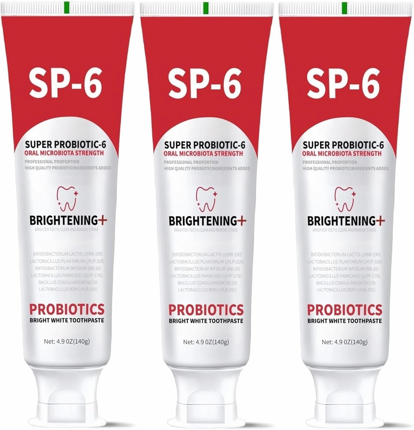 3PCS SP-6 Probiotic Whitening Toothpaste, Enhanced Formula with 6 Probiotics for Teeth Whitening and Gum Health, Enamel-Safe, Fluoride-Free, Fresh Mint Flavor, Ultra whitening and Fresh Breath