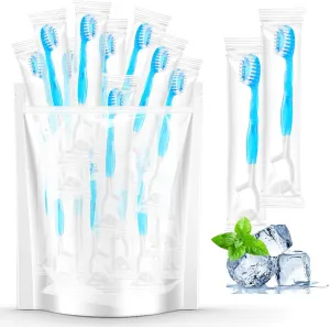 40 Individually Packaged Disposable Travel toothbrushes with Toothpaste, 5-in-1 Convenient Mini Disposable Toothbrush (Toothbrush   Toothpaste   Tongue Scraper   Dental Floss   Pick)