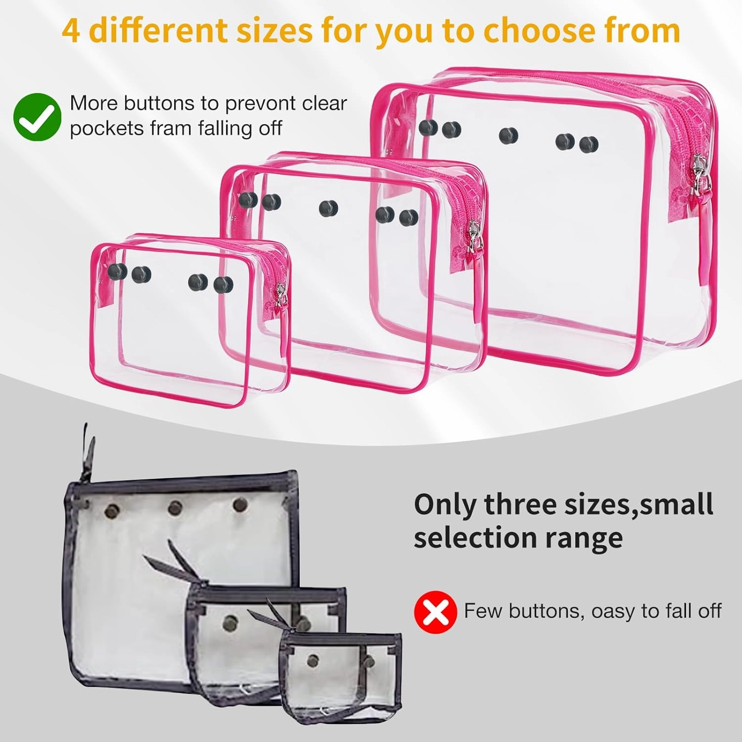 4 Packs Clear Bogg Beach Tote Bag Accessories suitable for Bogg Bag Insert Bag Travel Cellphone Makeup Clean Toiletry Brush Organizer Cosmetic Divider Storage Inner Pouch -Black