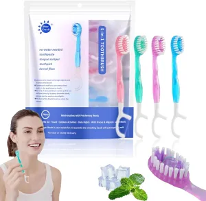 5 in 1 Toothbrush & Floss, 5 in 1 mini Toothbrush & Floss & Tongue Scraper & Toothpick Set,Disposable Toothbrushes with Toothpaste, Portable Oral Care for Travel Work (26 Pcs)