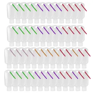 50 Pack Travel Plastic Clear Keychain Bottles,2 oz Leakproof Refillable Empty Bottles Portable Liquid Squeeze Container Flip Cap (50PC)