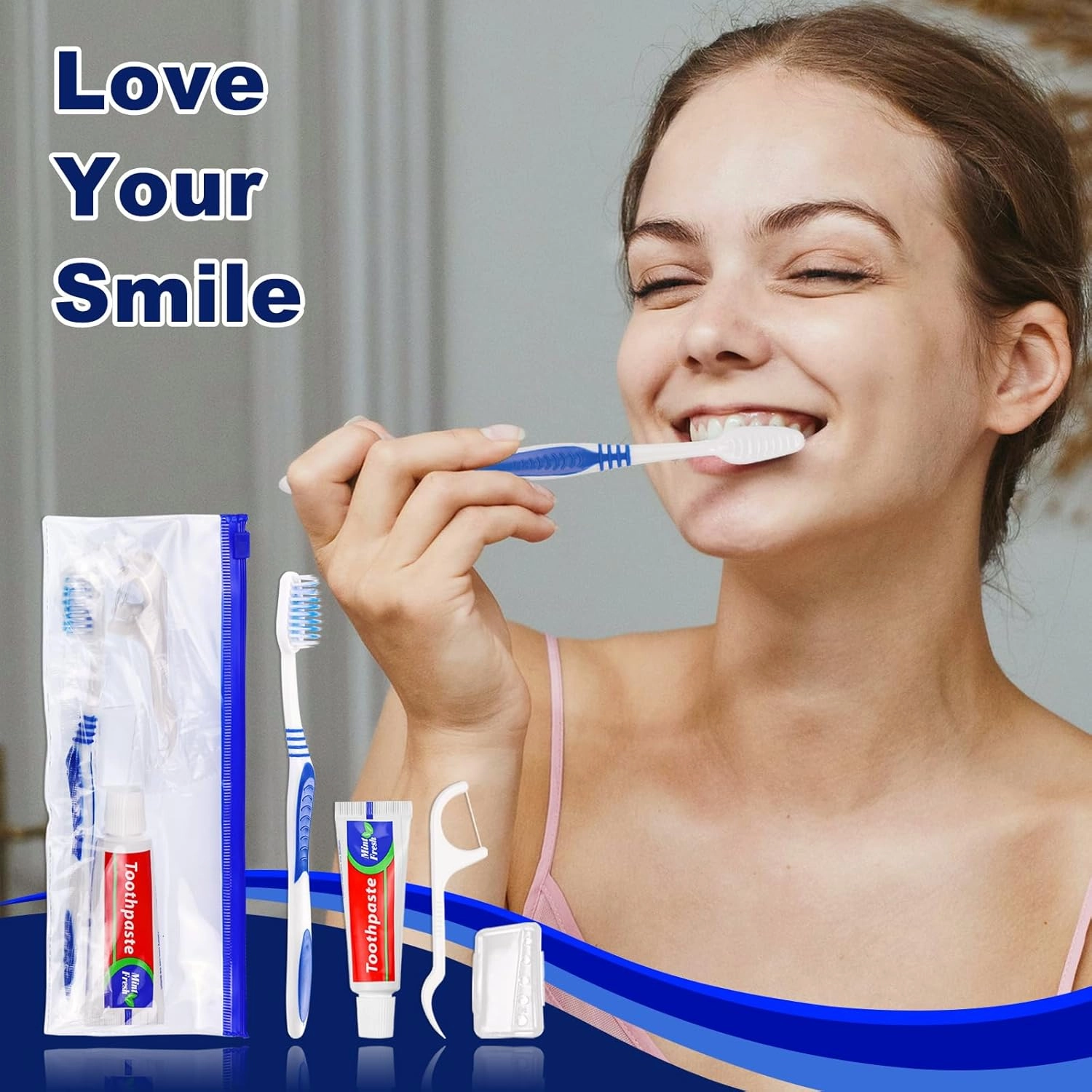 50 Disposable Toothbrushes with Toothpaste Set,Travel Kit with Plastic Zip Bag,Toothbrush Head Cover, Floss Pick,25 gram Toothpaste,Bulk Toothbrush for Homeless,Travel,Hotel(50)