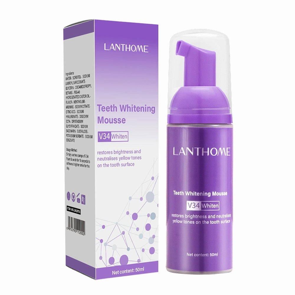 50ml Teeth Whitening Mousse Deep Cleaning Cigarette Stains Repair Bright Neutralizes Yellow Tones Dental Plaque Fresh Breath