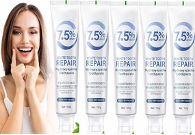 5Pcs 7.5% Hydroxyapatite Toothpaste for Advanced Enamel Protection, Hydroxyapatite Fluoride-Free Toothpaste Formula for Sensitive Teeth, Gentle Mint, Fresh Breath,Daily Use for Oral Health