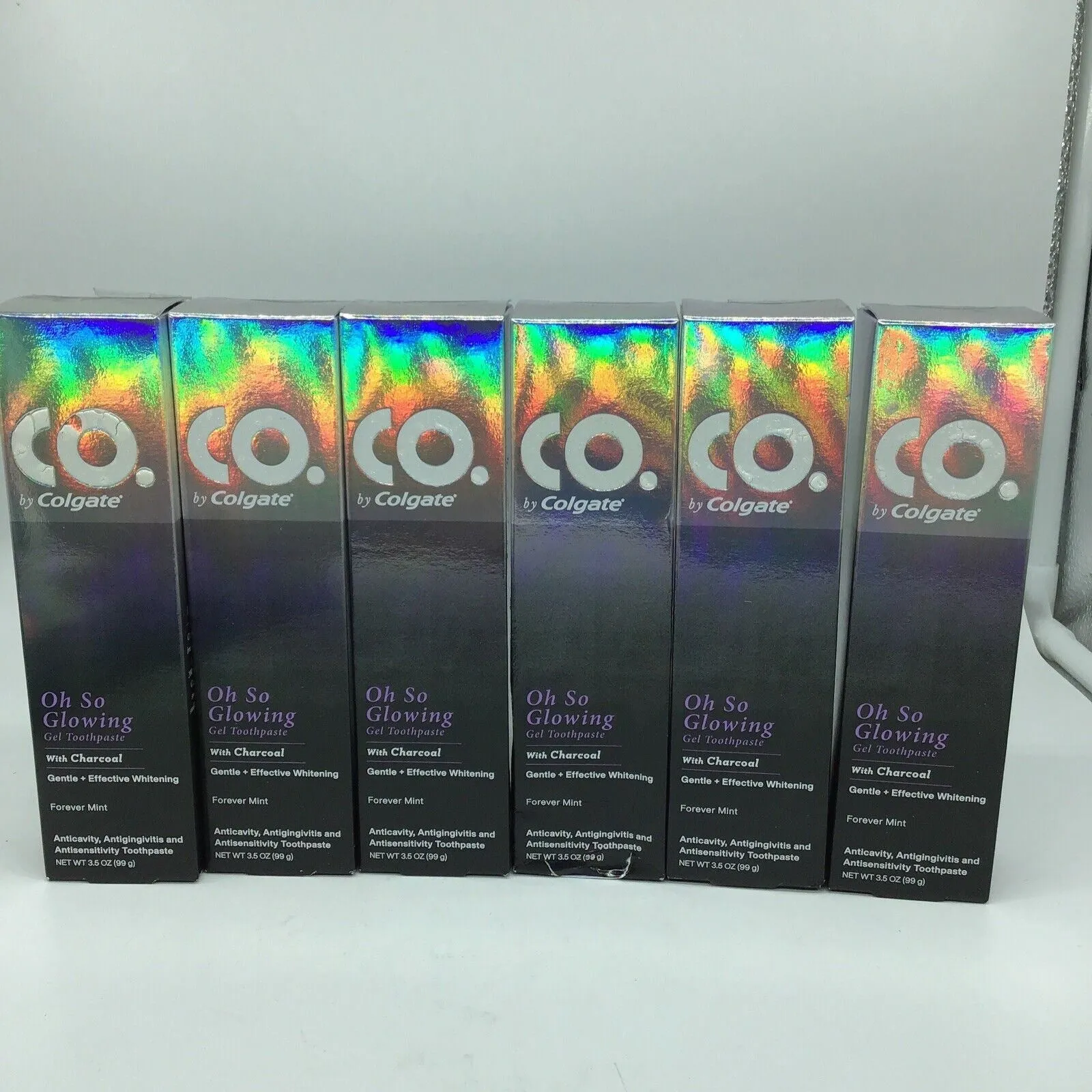 (6) CO by Colgate Oh So Glowing Toothpaste w/ Charcoal Whiten Forever Mint 3.5oz