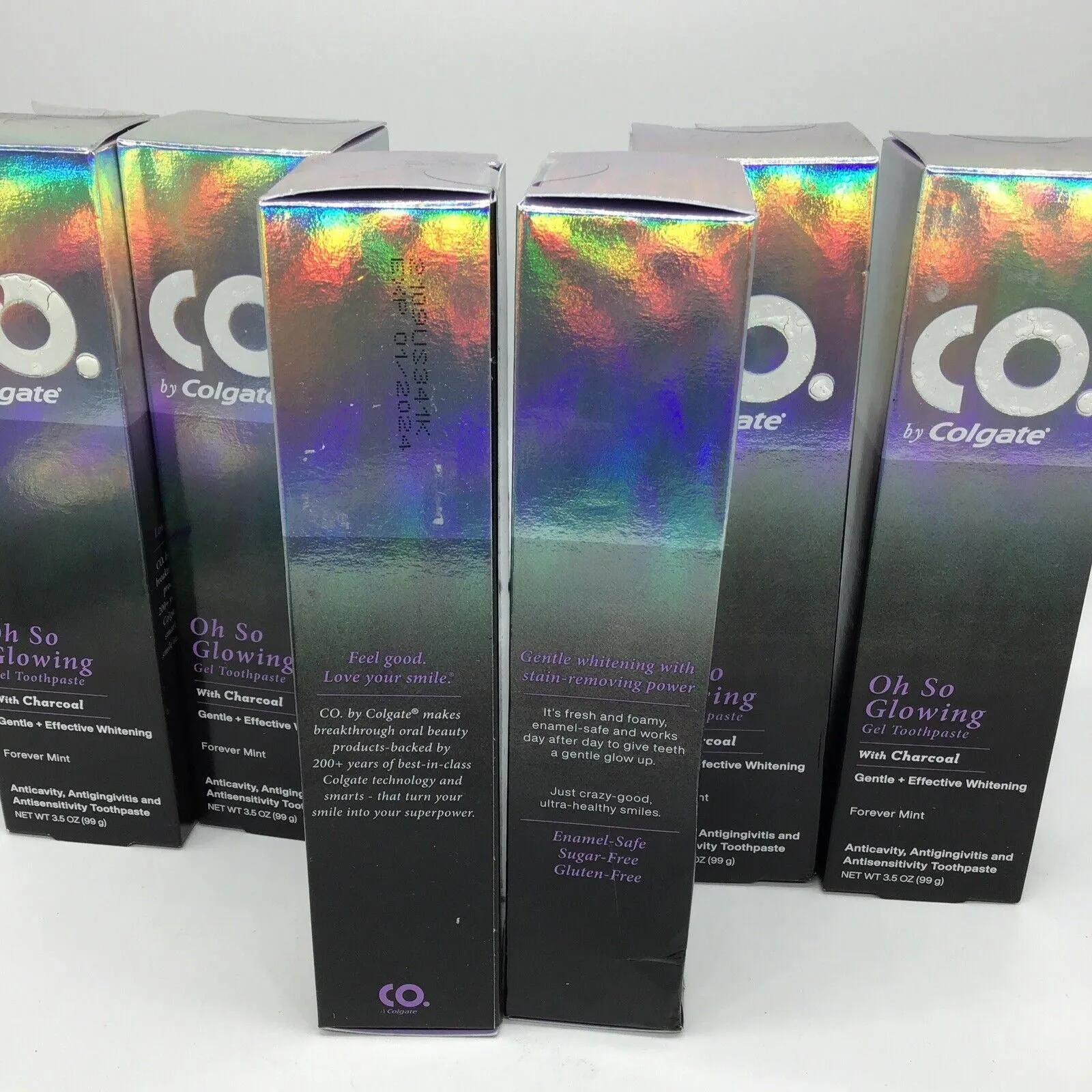 (6) CO by Colgate Oh So Glowing Toothpaste w/ Charcoal Whiten Forever Mint 3.5oz