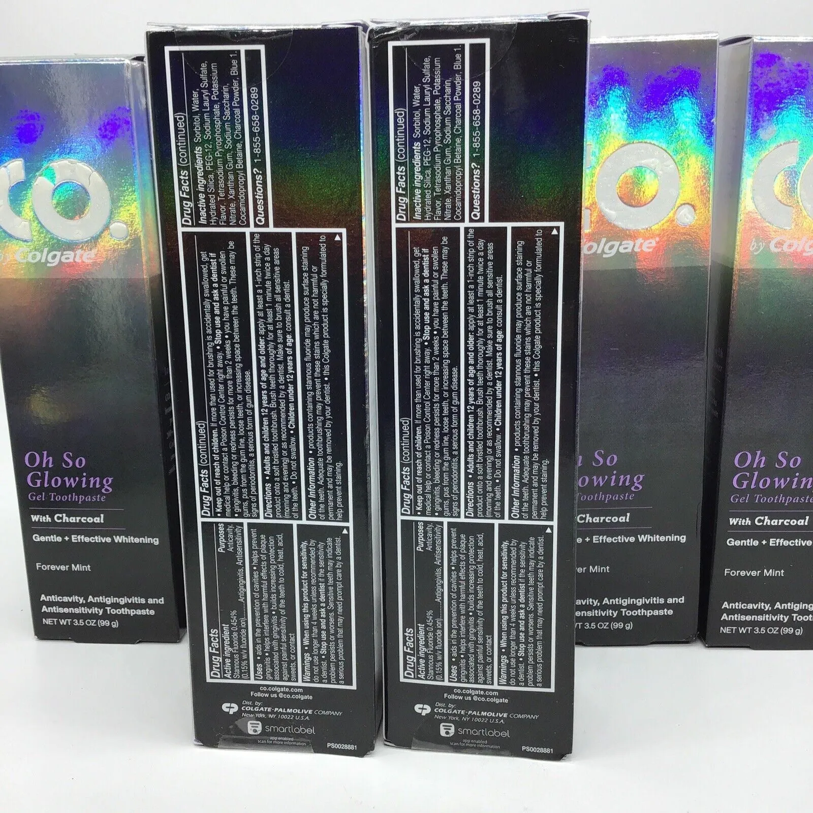(6) CO by Colgate Oh So Glowing Toothpaste w/ Charcoal Whiten Forever Mint 3.5oz