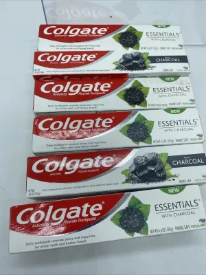 (6) Colgate Essentials with Charcoal Toothpaste Fresh Mint 4.6Oz