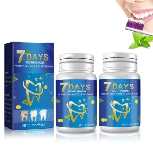 7 Days Tooth Cleaning Powder,50ml Teeth Whitening Powder,7 Days Tooth Powder Whitening,Mint Tooth Powder,Yellow Teeth Stain Remover,Peroxide Free Toothpaste,For Removing Tartar (2PCS)