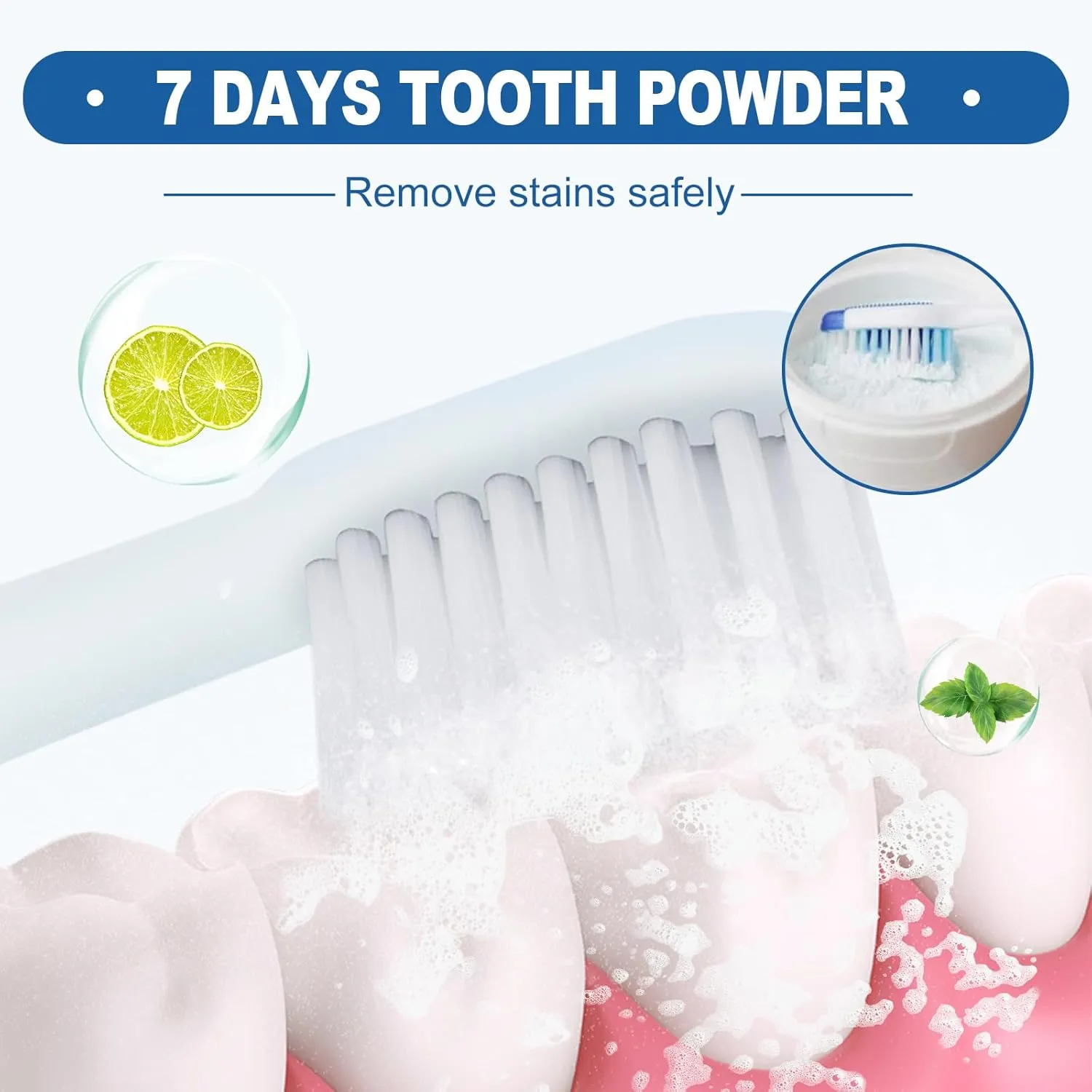 7 Days Tooth Cleaning Powder,50ml Teeth Whitening Powder,7 Days Tooth Powder Whitening,Mint Tooth Powder,Yellow Teeth Stain Remover,Peroxide Free Toothpaste,For Removing Tartar (2PCS)